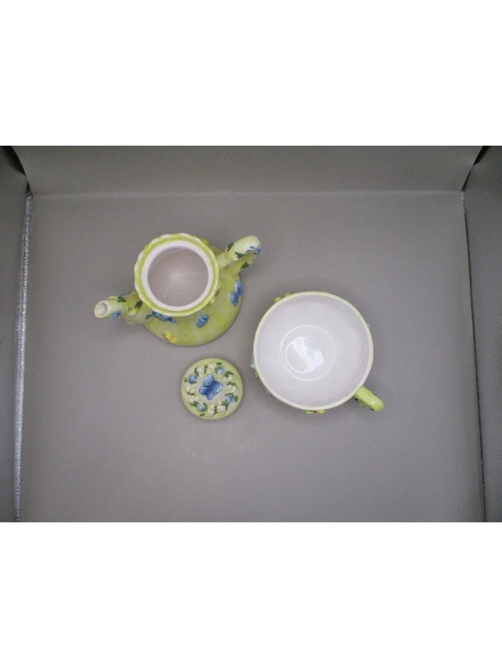 Vintage Lady Jayne Tea For One Stacking Teapot Cup Set Butterfly Relief
